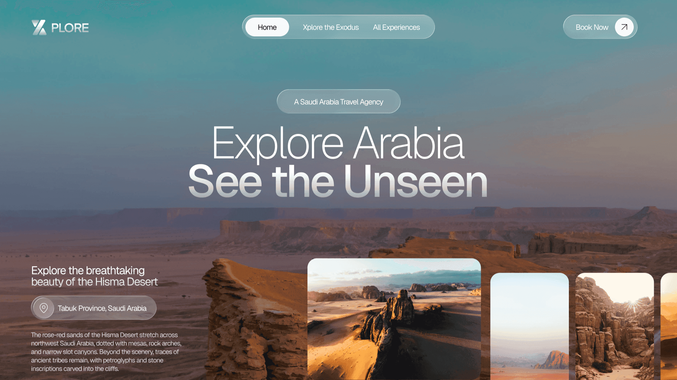 Xplore travel landing page design.